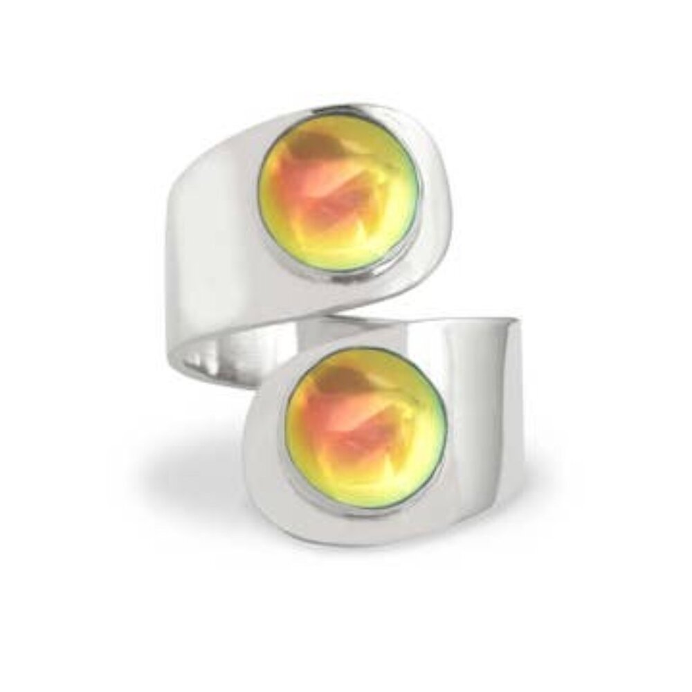 Double Circle Ring Sterling Silver Crystal Jewelry